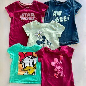 Disney Graphic Tee Bundle | 5 T-shirt lot | Mickey, Daisy, Star Wars | 3T